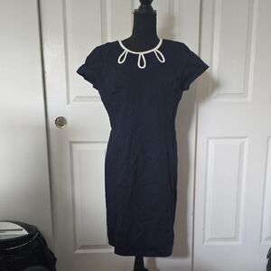 Talbots Navy Dress with White Accents